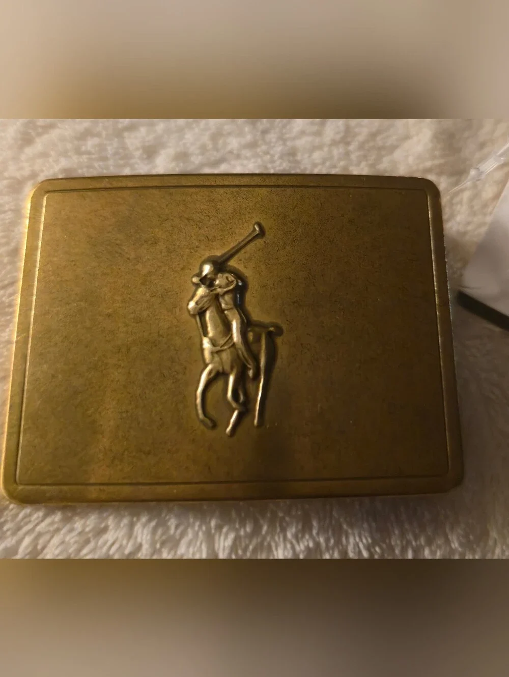 Polo Ralph Lauren Leather Polo Pony Brass Belt Buckle.